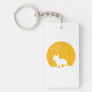 French Bulldog Moon Halloween Gift For Dog Lover Key Ring