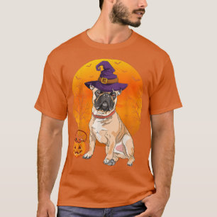 French Bulldog Moon Halloween Witch Hat Dog Owner T-Shirt