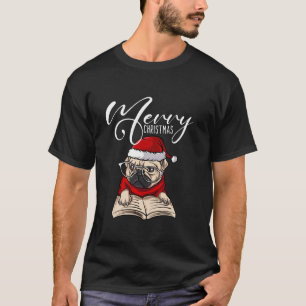French Bulldog Mops Santa Hat Image Merry Christma T-Shirt