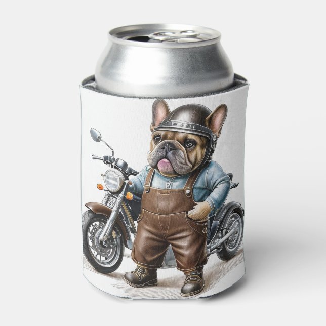 French Bulldog Motorcycle Father's Day Bulldog Can Cooler (Can Front)