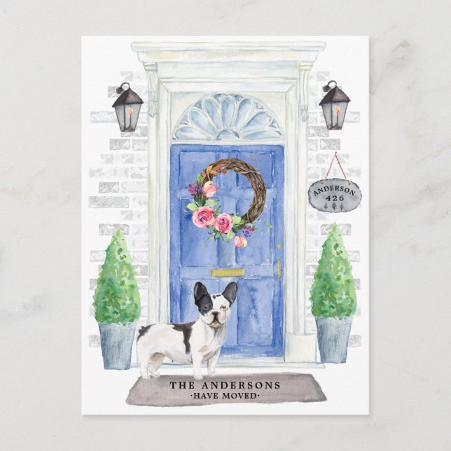 French Bulldog Moving Announcement Postcard (Front)