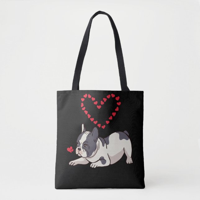 French Bulldog Mum Frenchie Love Dog Heart Tote Bag (Front)