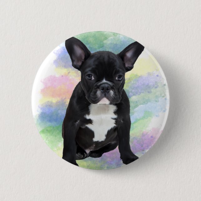 French Bulldog Mum Water Colour Oil Painting Art 6 Cm Round Badge (Front)