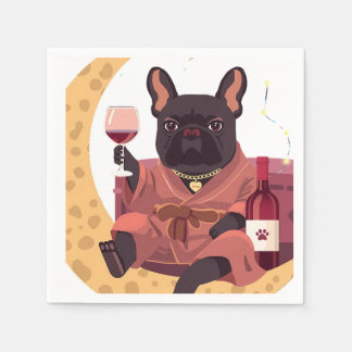 French Bulldog Mum Wine Night Napkin