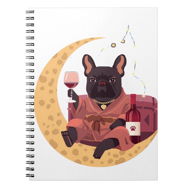 French Bulldog Mum Wine Night Notebook (Front)