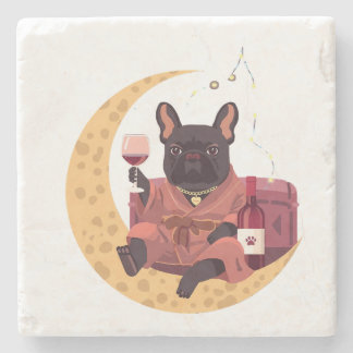 French Bulldog Mum Wine Night Stone Coaster