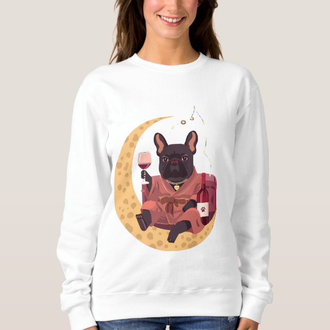 French Bulldog Mum Wine Night Sweatshirt (Front)