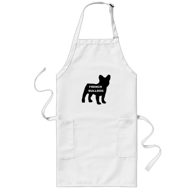 french bulldog name silhouette long apron (Front)