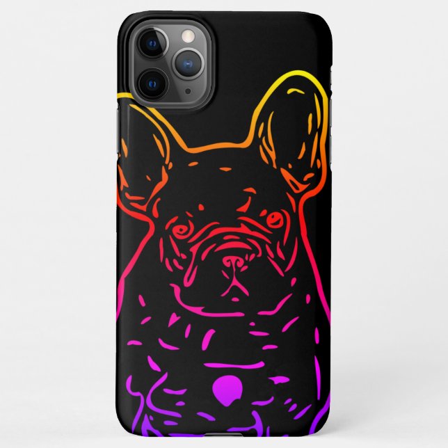 French Bulldog Neon Heart French Bulldog iPhone Case (Back)