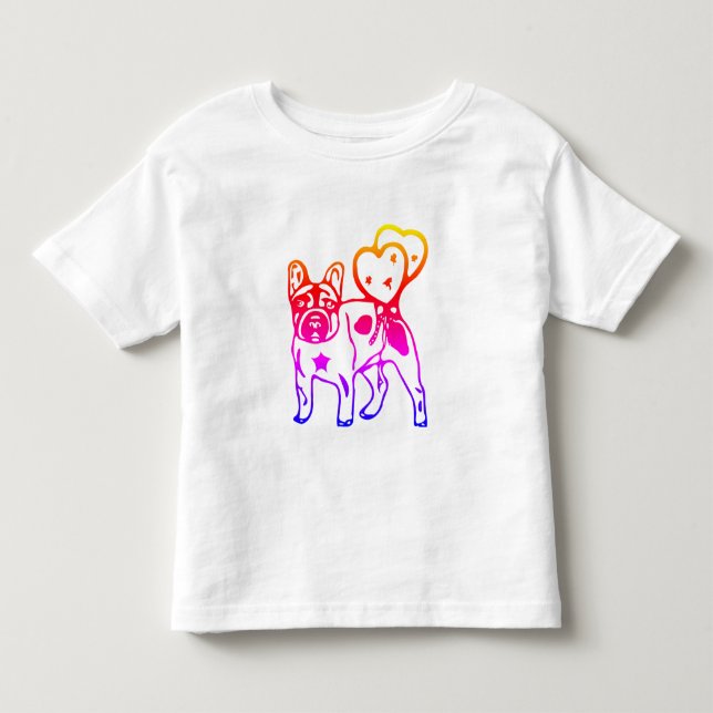 French Bulldog Neon Heart French Bulldog Toddler T-Shirt (Front)