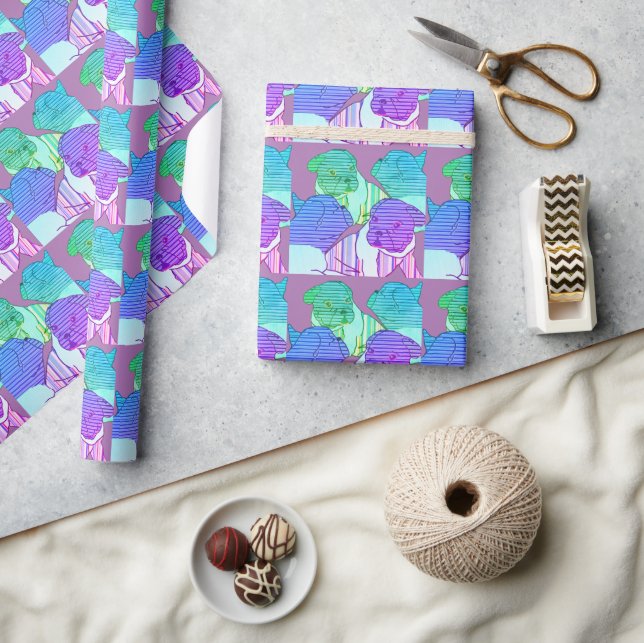 French Bulldog Neon Vacation Wrapping Paper (Crafts)