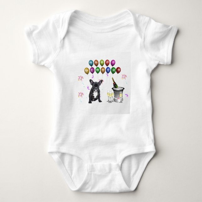 French Bulldog New Year Baby Bodysuit (Front)