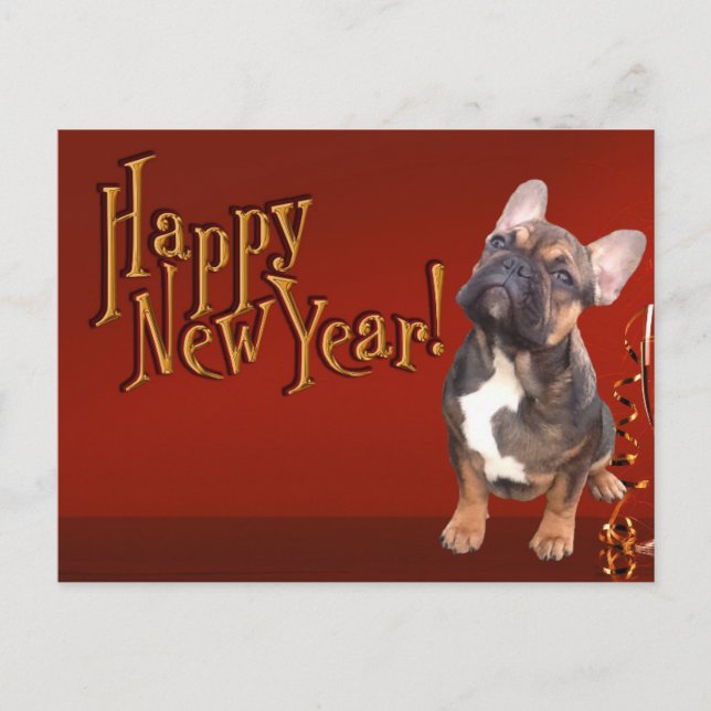 French Bulldog New Year French Bulldog Postcard (Front)