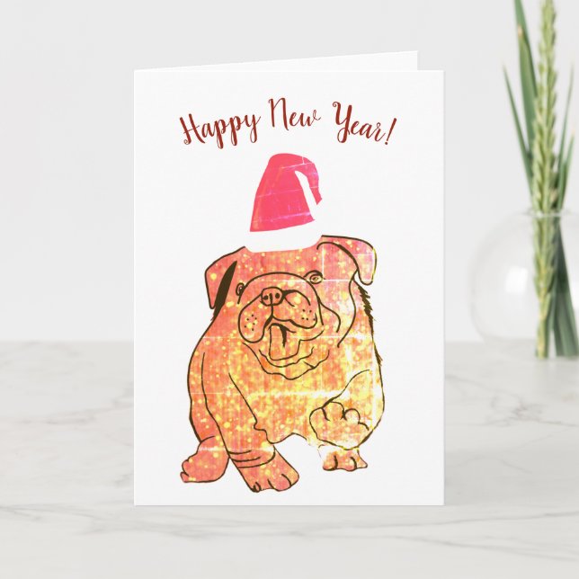 French Bulldog New Year  reeting Card (Front)