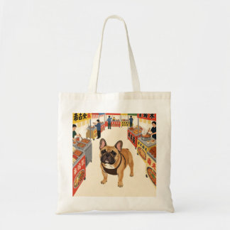 French Bulldog Night market food Tote Bag