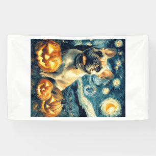 French Bulldog of van gogh starry night halloween Banner