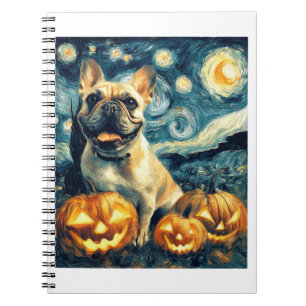 French Bulldog of van gogh starry night halloween Notebook
