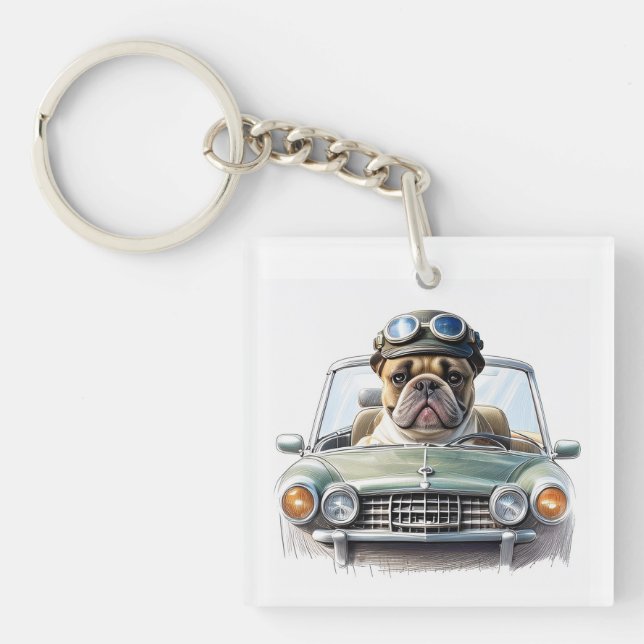 French Bulldog Oldtimer Bulldog Father's Day Key Ring (Front)