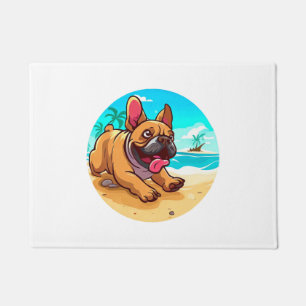 French Bulldog on a Beach Doormat