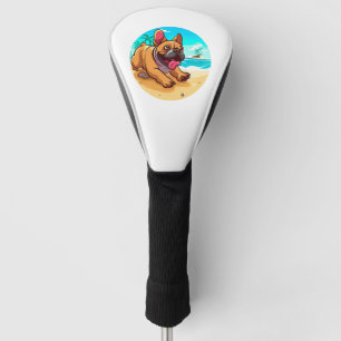 French Bulldog on a Beach Golf Head Cover