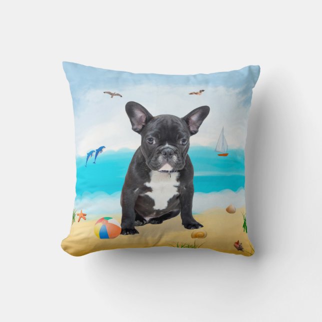 French Bulldog on Beach Cushion (Front)