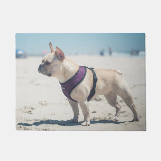 French Bulldog On Beach Doormat (Front)