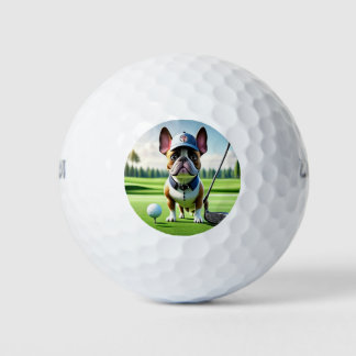 French Bulldog on golf course on vacation Balls