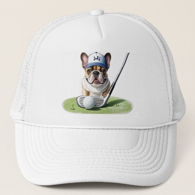 French Bulldog on golf course on vacation Trucker Hat (Front)