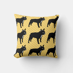French Bulldog on striped Background Cushion