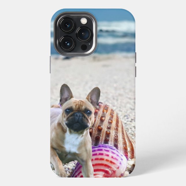French Bulldog on the beach iPhone Case (Back)