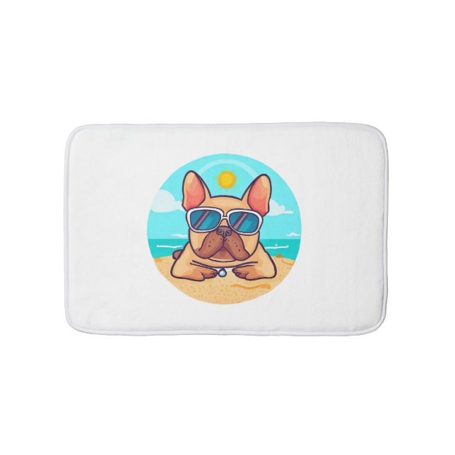 French Bulldog on Vacation Bath Mat (Front)