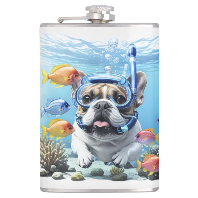 French Bulldog on vacation Hip Flask (Front)