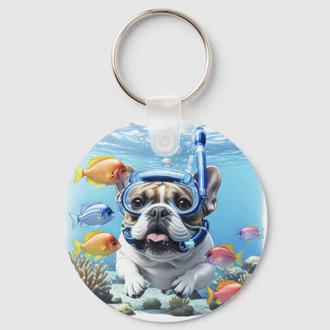 French Bulldog on vacation Key Ring (Front)