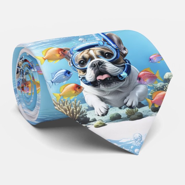 French Bulldog on vacation Tie (Rolled)