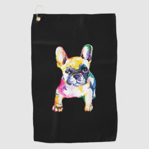 French Bulldog Original Watercolor Drawing Gift Golf Towel