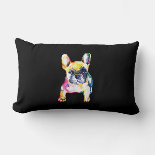 French Bulldog Original Watercolor Drawing Gift Lumbar Cushion
