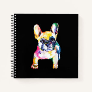 French Bulldog Original Watercolor Drawing Gift Notebook