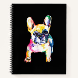 French Bulldog Original Watercolor Drawing Gift Notebook