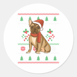 French Bulldog Outfit Santa Christmas Classic Round Sticker