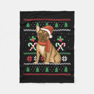 French Bulldog Outfit Santa Christmas  Fleece Blanket