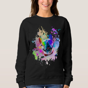 French Bulldog Paint Watercolor With Heart Glasses Sweatshirt