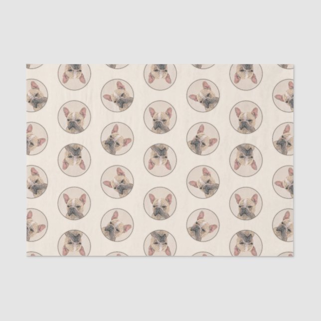 French Bulldog Painting Fawn Cute Original Dog Art Tissue Paper (Front)