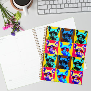 French bulldog painting in pop art style planner