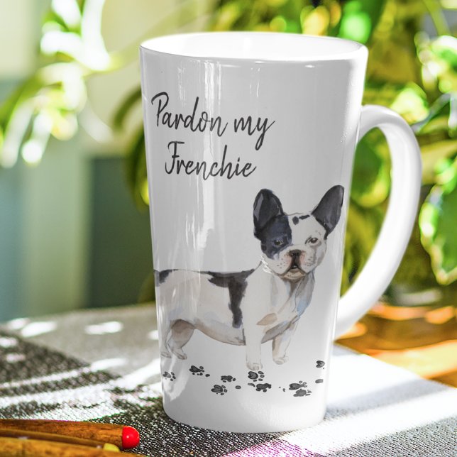 French Bulldog | Pardon My Frenchie | Cute Dog Latte Mug (Creator Uploaded)