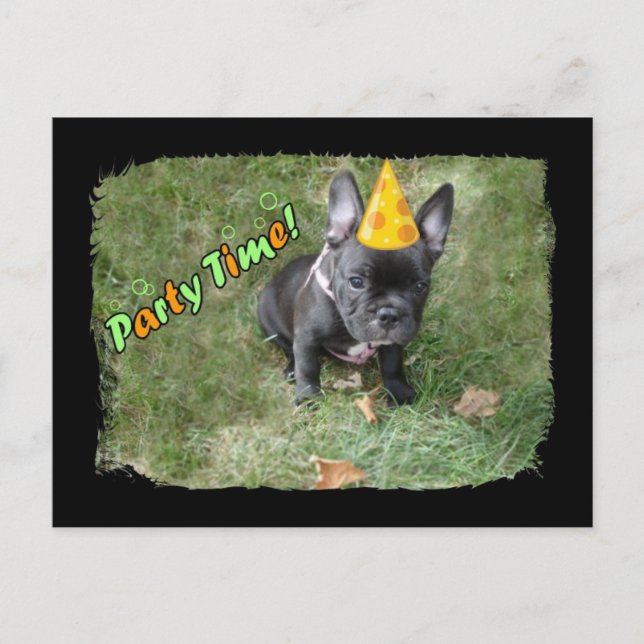 French Bulldog Party Invitation Postcard (Front)