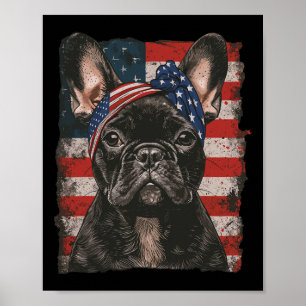 French Bulldog Patriotic 4th Of July Usa American Poster