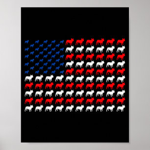French bulldog patriotic american flag frenchie poster