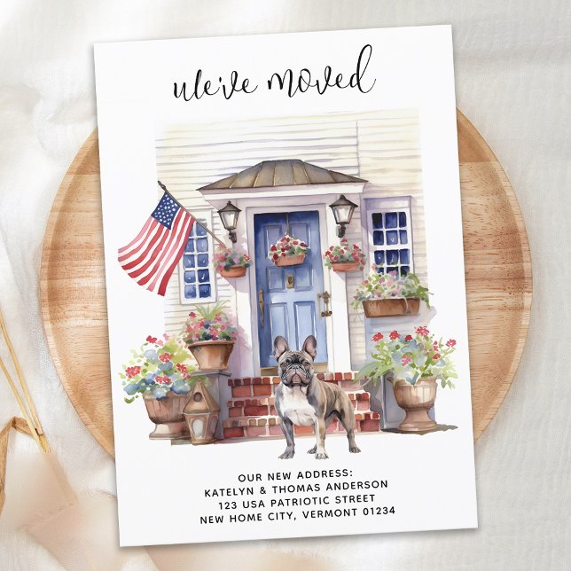 French Bulldog Patriotic Custom Pet Dog Moving Announcement (Creator Uploaded)