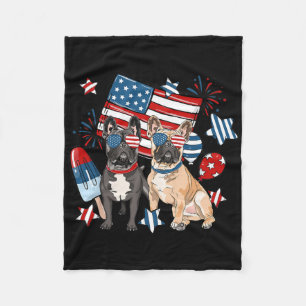French Bulldog Patriotic Frenchie 4th Of July Usa Fleece Blanket