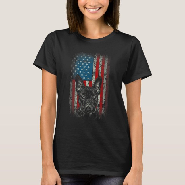 French Bulldog Patriotic USA Flag Design for Frenc T-Shirt (Front)
